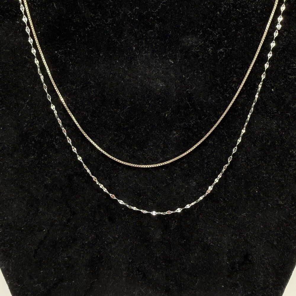 2pc 925 Sterling Silver Chain Necklace Lot 16" 18" 2.7g Dainty Layering
